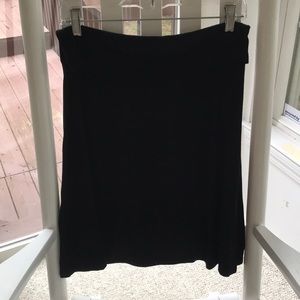 Black Cotton Foldover Skirt